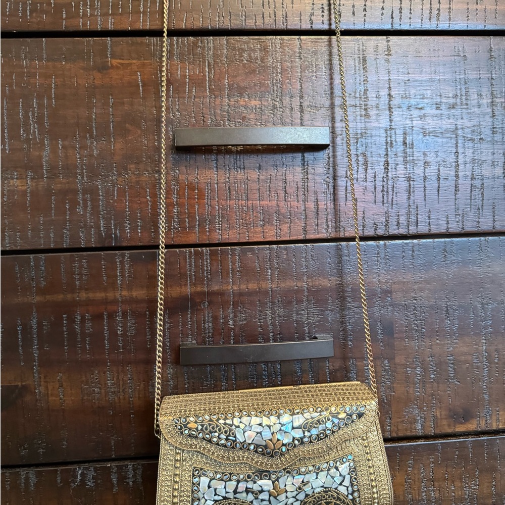 Gold Beaded Crossbody Bag